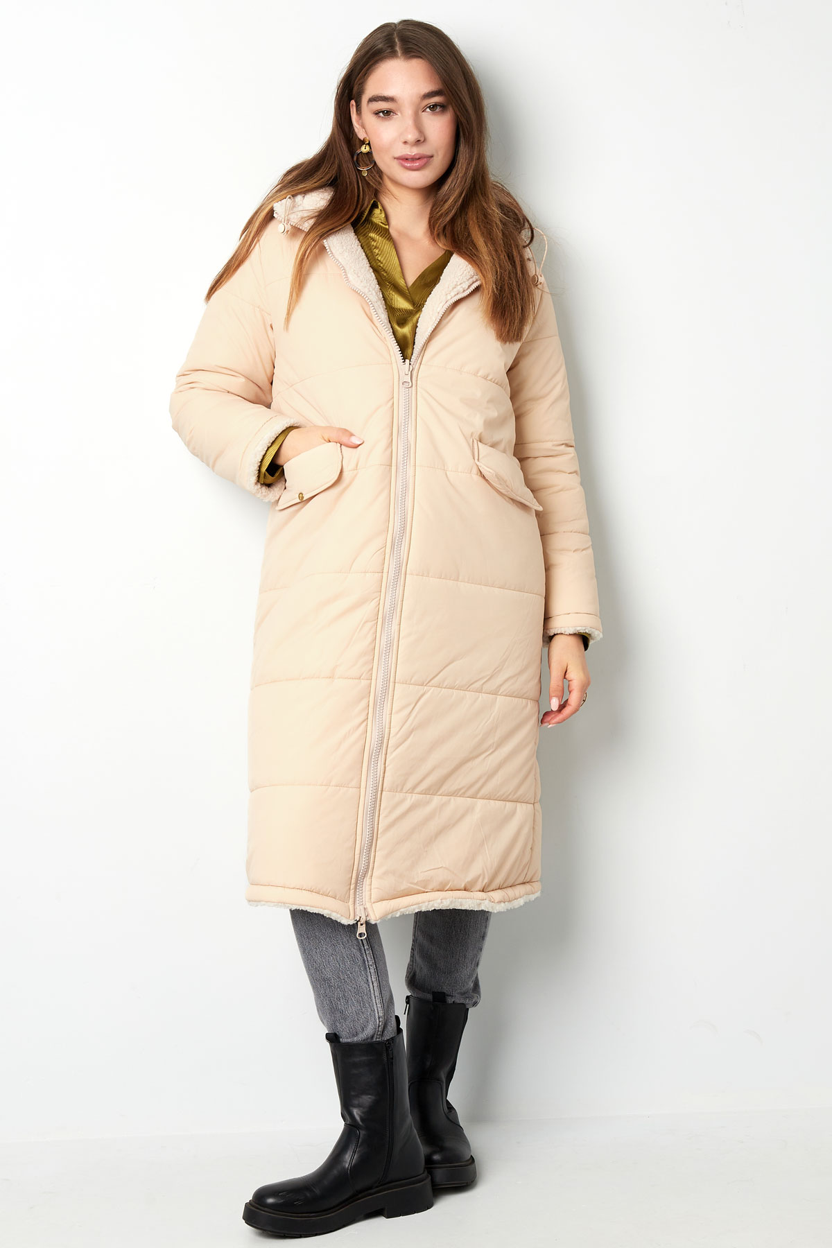 Nylon long coat - Brown - L h5 Picture8